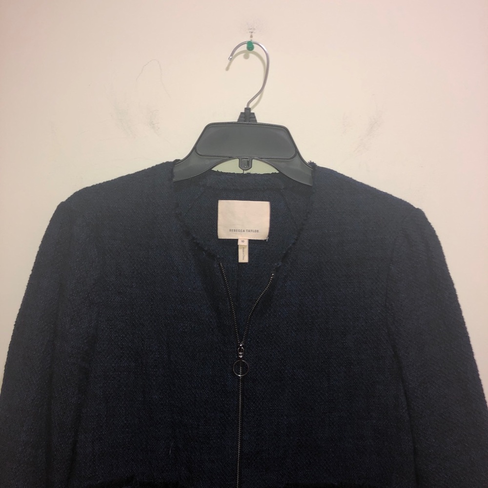 Rebecca Taylor Size 10 Blue Zip Front Blazer - Picture 3 of 8